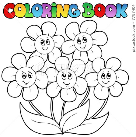 Coloring book with five flowers 7797404