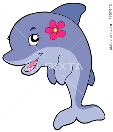 Cute dolphin girl with flower Cute dolphin girl with flower 7797448