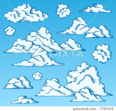 Clouds drawings on blue sky 1 Clouds drawings on blue sky 1 7797459