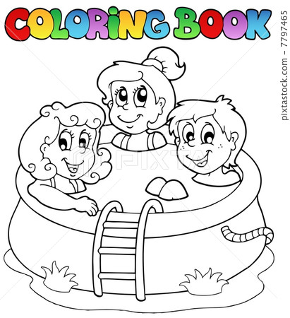 Coloring book with kids in pool Coloring book with kids in pool 7797465