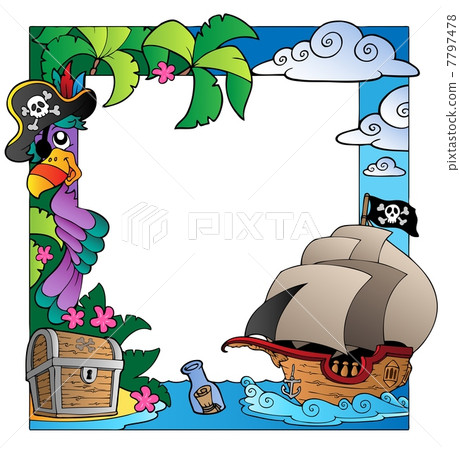 Frame with sea and pirate theme 4 Frame with sea and pirate theme 4 7797478