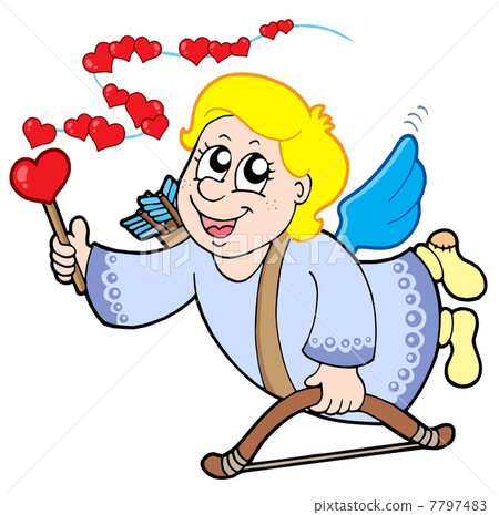 Flying cupid with magic wand Flying cupid with magic wand 7797483