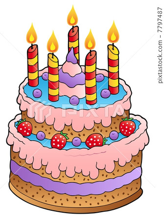 Cake with candles and strawberries Cake with candles and strawberries 7797487