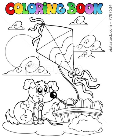 Coloring book with dog and kite Coloring book with dog and kite 7797534