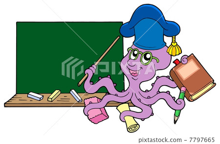 Octopus teacher with blackboard Octopus teacher with blackboard 7797665