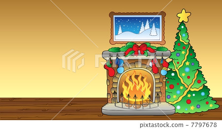 Christmas card with fireplace 1 7797678