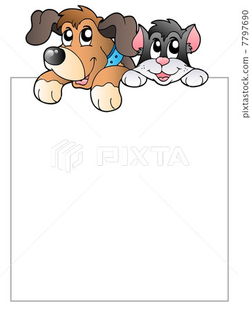 Blank frame with lurking pets 7797690