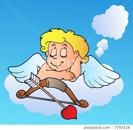 Dreaming Valentine Cupid with bow 7797816
