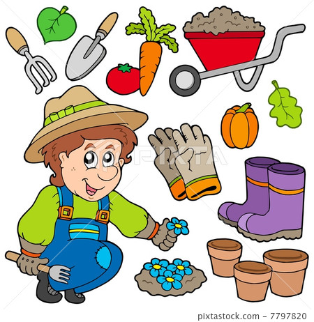 Gardener with various objects 7797820