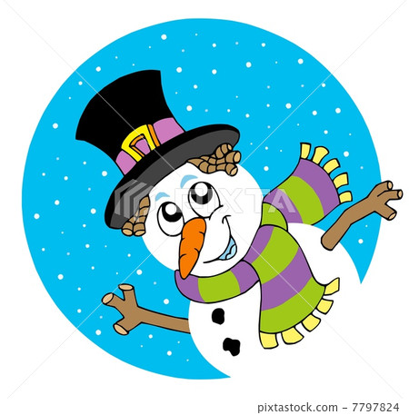 Lurking cartoon snowman 7797824