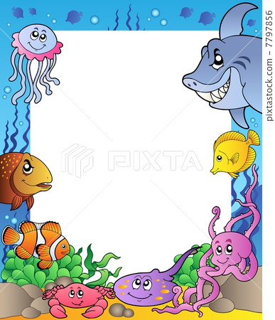 Frame with sea fishes 1 7797856