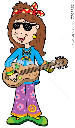 Cartoon hippie musician Cartoon hippie musician 7797862