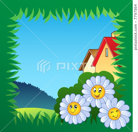 Grass frame with flowers 1 Grass frame with flowers 1 7797864