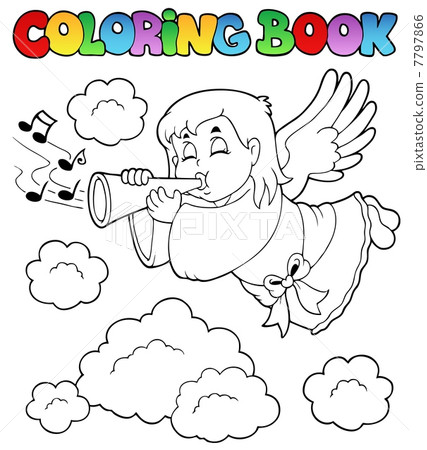 Coloring book angel theme image 3 7797866