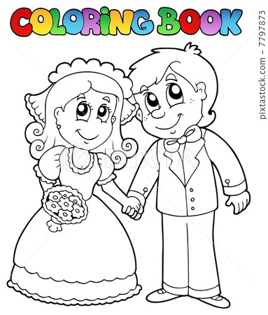 Coloring book with wedding couple Coloring book with wedding couple 7797873