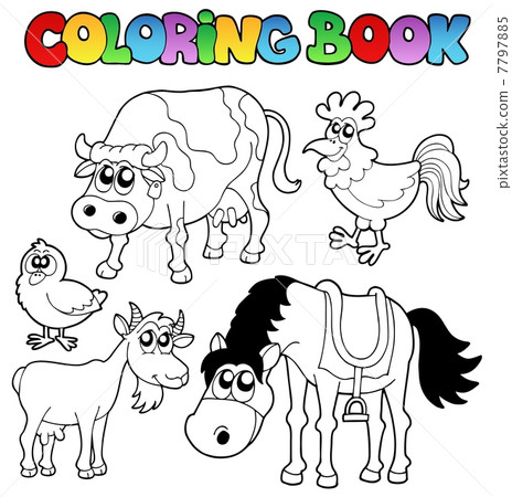 Coloring book with farm cartoons 7797885