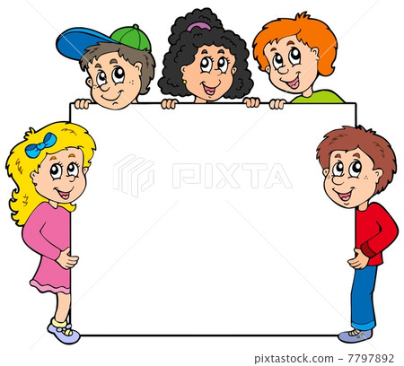 Various kids holding board 7797892