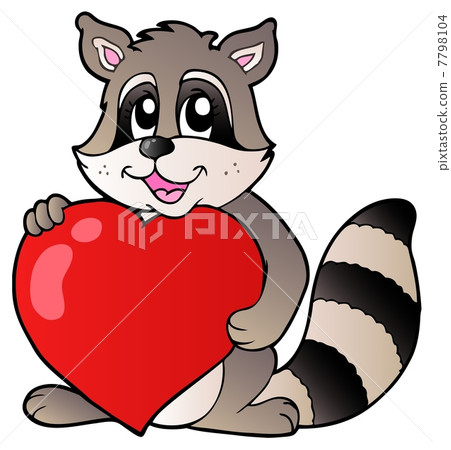 Cute racoon holding heart 7798104