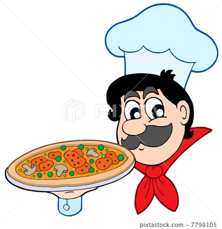 Cartoon chef with pizza 7798105