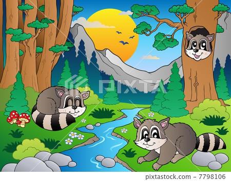 Forest scene with various animals 6 Forest scene with various animals 6 7798106