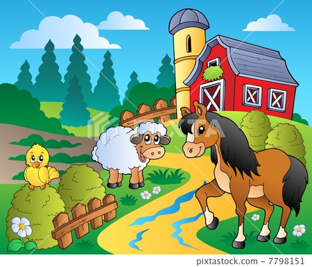Country scene with red barn 2 Country scene with red barn 2 7798151