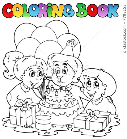 Coloring book with party theme 2 - Stock Illustration [7798155] - PIXTA