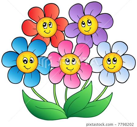 Five cartoon flowers 7798202