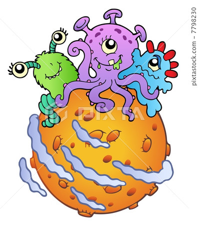 Three cute aliens on planet Three cute aliens on planet 7798230