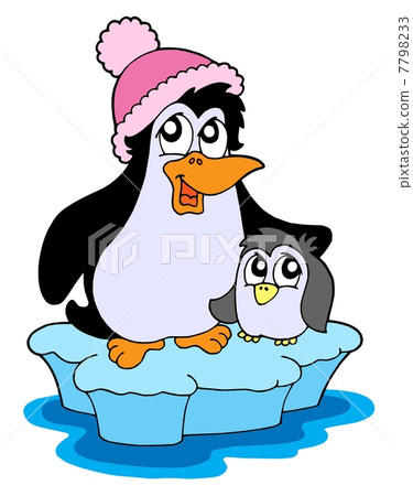 Two penguins on iceberg vector illustration Two penguins on iceberg vector illustration 7798233