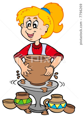 Cartoon pottery girl 7798269