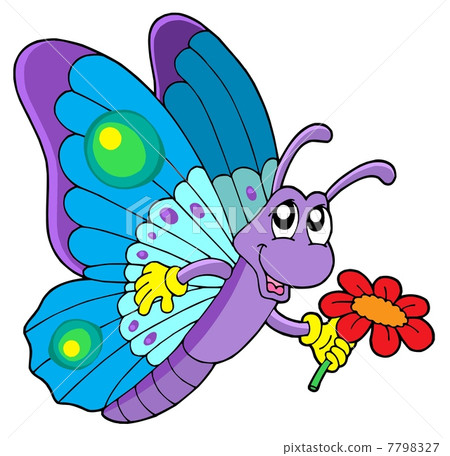 Cute butterfly holding flower Cute butterfly holding flower 7798327
