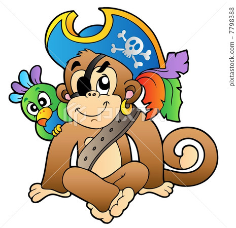 Pirate monkey with parrot 7798388