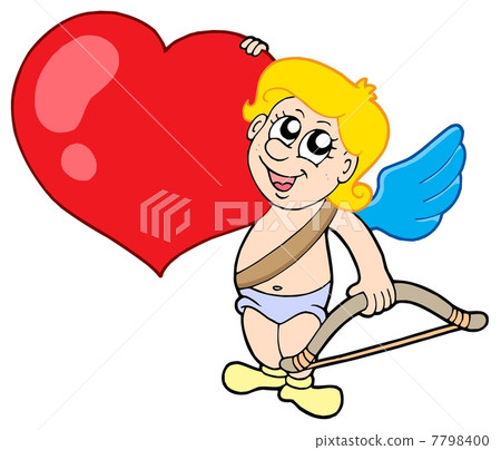 Cute cupid with bow and heart Cute cupid with bow and heart 7798400
