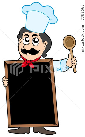Chef holding blackboard 7798569