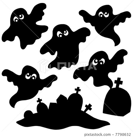 Scary ghosts silhouettes collection 7798632
