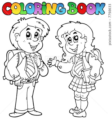 Coloring book with two students 7798633