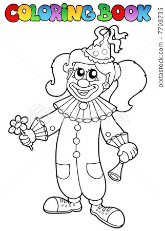 Coloring book with happy clown 5 7798735