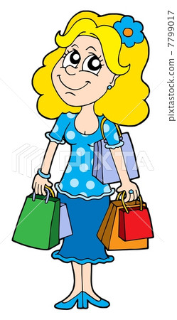 Blond shopping girl vector illustration Blond shopping girl vector illustration 7799017