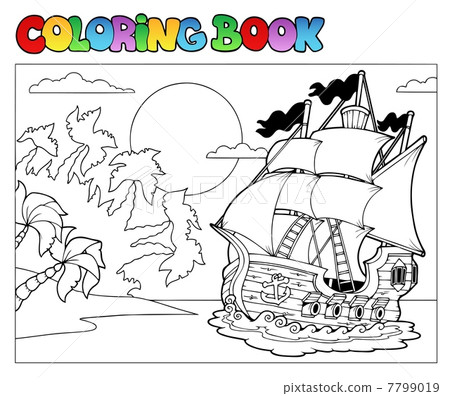 Coloring book with pirate scene 2 7799019