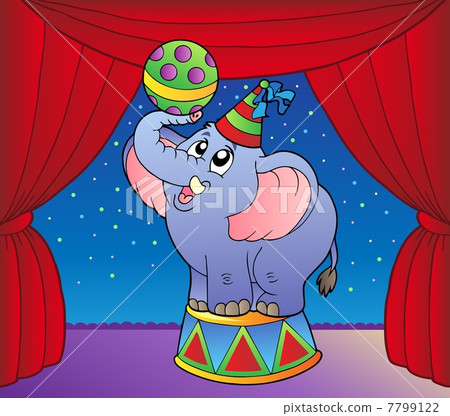 Cartoon elephant on circus stage 1 Cartoon elephant on circus stage 1 7799122