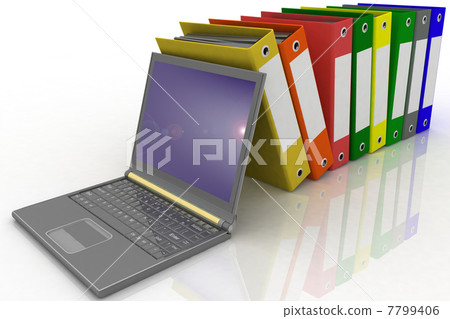Colorful folders next to a modern laptop 7799406