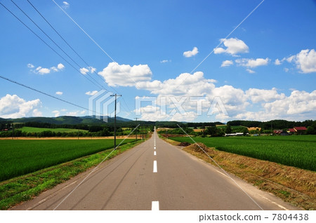A straight road in Hokkaido 7804438