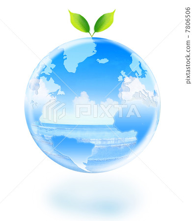 地球生態圖像地球和反映藍天和大海的futaba 地球生態圖像地球和反映藍天和大海的futaba 7806506