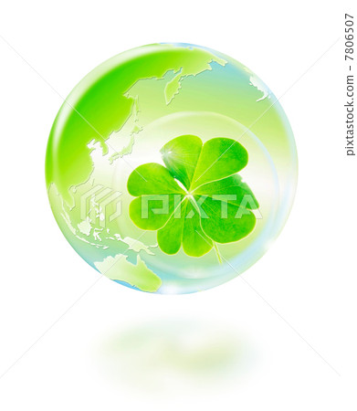 反映四片葉子三葉草的地球Eco圖像綠色 反映四片葉子三葉草的地球Eco圖像綠色 7806507