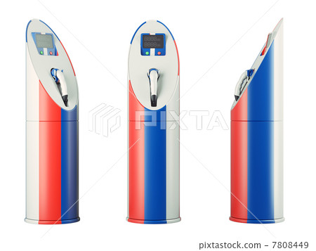 Eco fuel: isolated charging stations with Russian flag pattern 7808449
