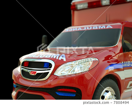 Ambulance: Closeup view of emergency services vehicle on black Ambulance: Closeup view of emergency services vehicle on black 7808494