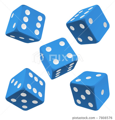 Blue dice set. Vector icon 7808576