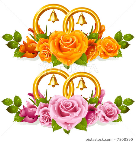 Wedding rings and bunch of roses 7808590