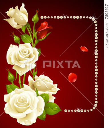 Vector white rose and pearls frame. Design element. Vector white rose and pearls frame. Design element. 7808617