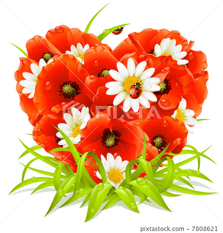 Vector spring flowers in the shape of Heart Vector spring flowers in the shape of Heart 7808621